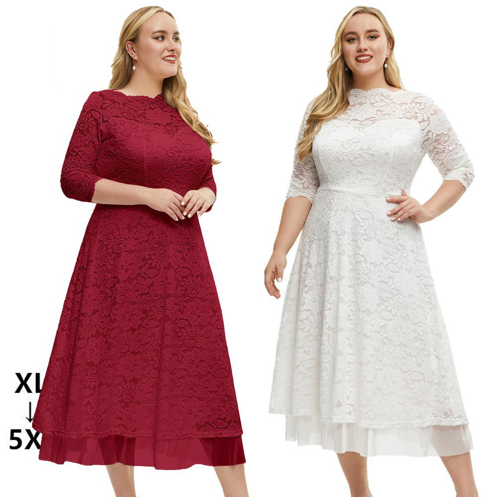 Women's Dress Lace Detail - Plus Size - Various Colours