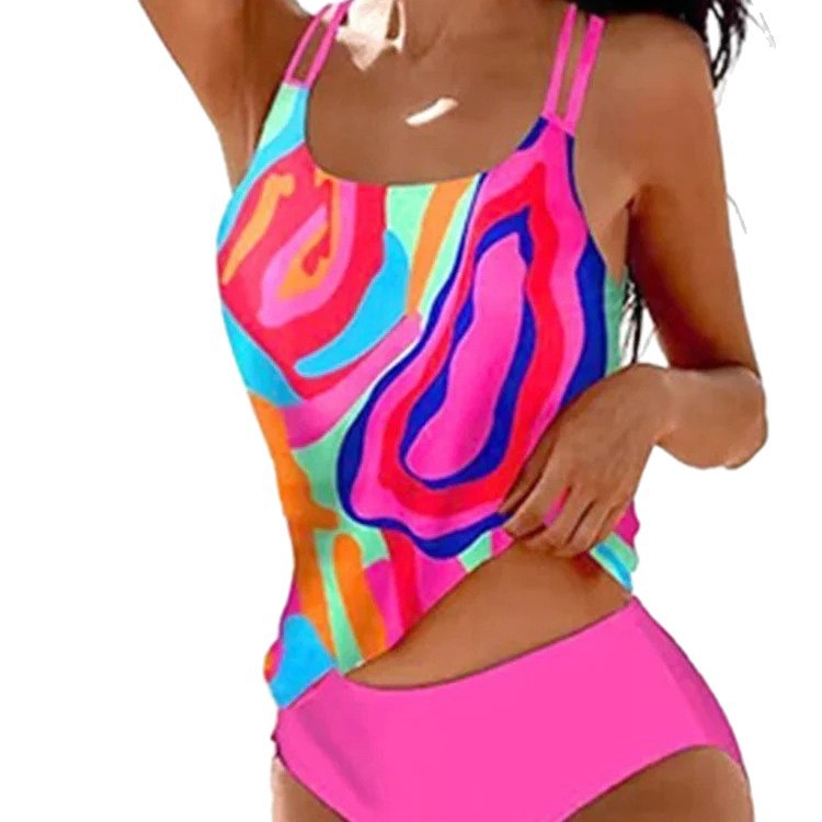Women's Two Piece Vest & Brief Swimsuit Set - Various Prints