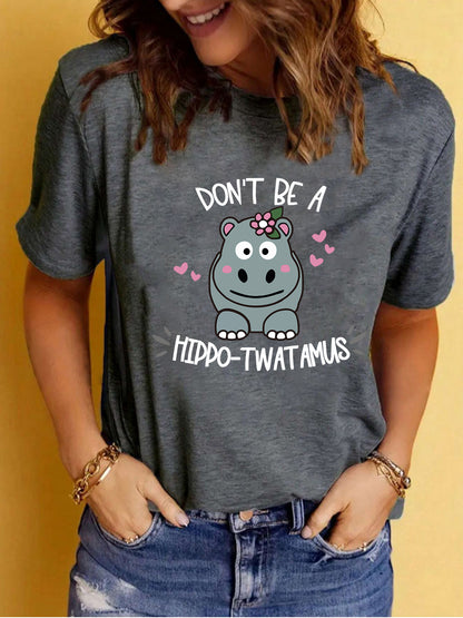 Slogan T-Shirt - Hippo-T**tamus - Various Colours