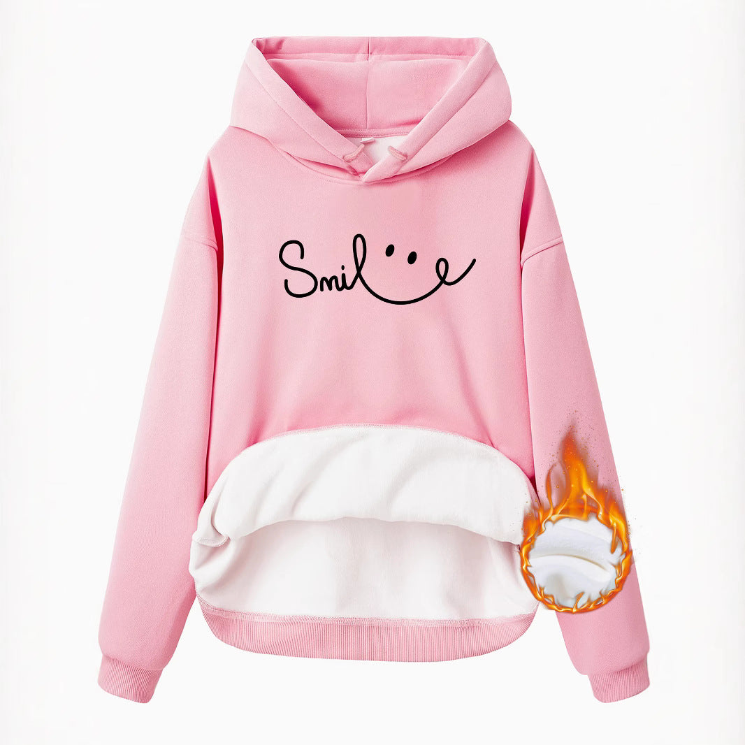 Fleece Lined Hoodie - Smile