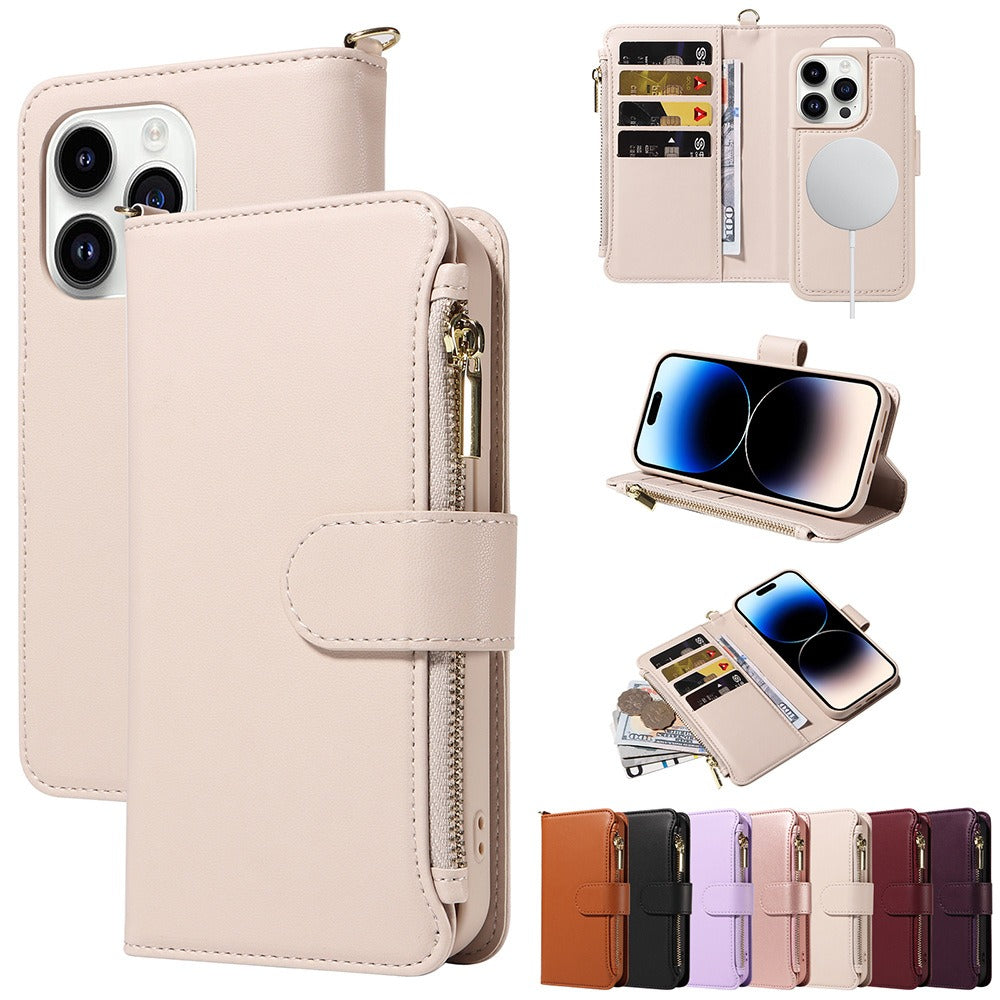 Iphone Case - Fits Various 11 - 15 Models - Includes Card and Coin Holder - various colours