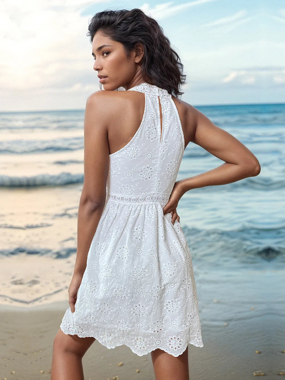 Women's Grecian Neck Mini Dress