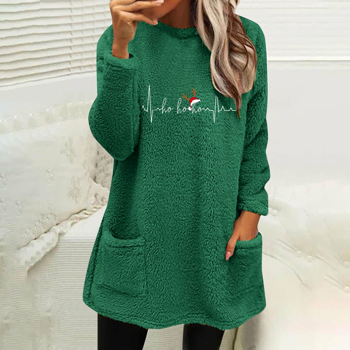 Christmas Fleece Jumper with Pockets - Deer - Various Colours