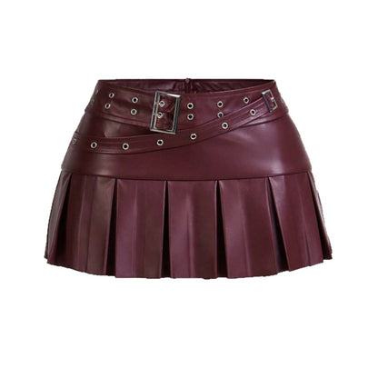 Faux Leather PU Pleated Skirt - Various Colours