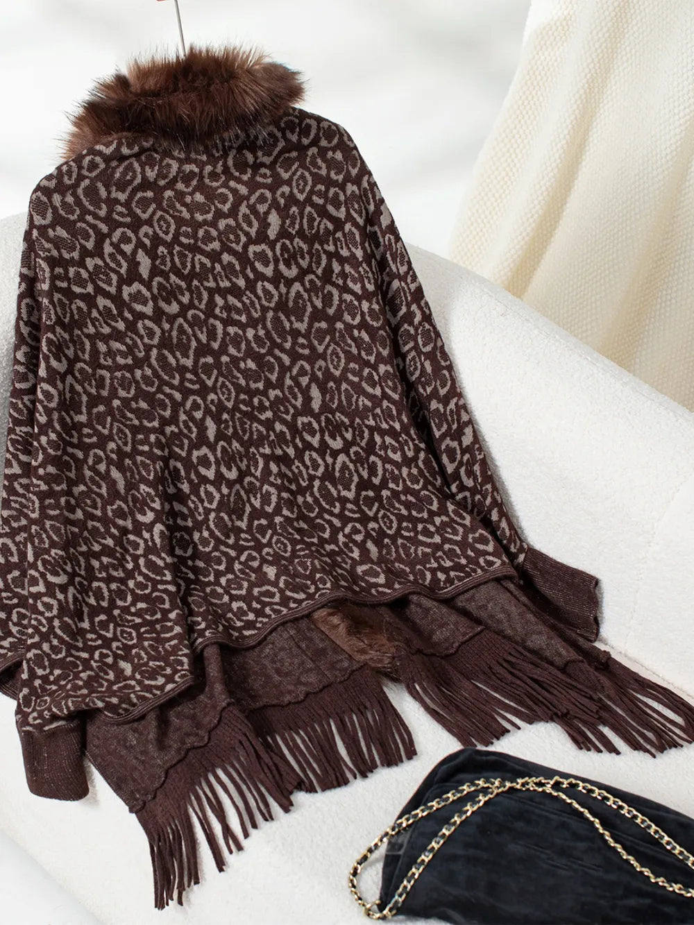 Leopard Open Front Long Sleeve Poncho - Various Colours