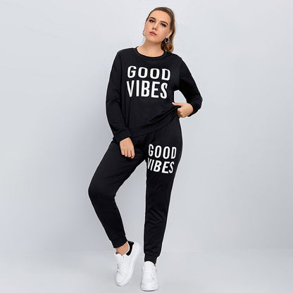 Women's Lounge Wear Set - Good Vibes - Plus Size Up To 4XL