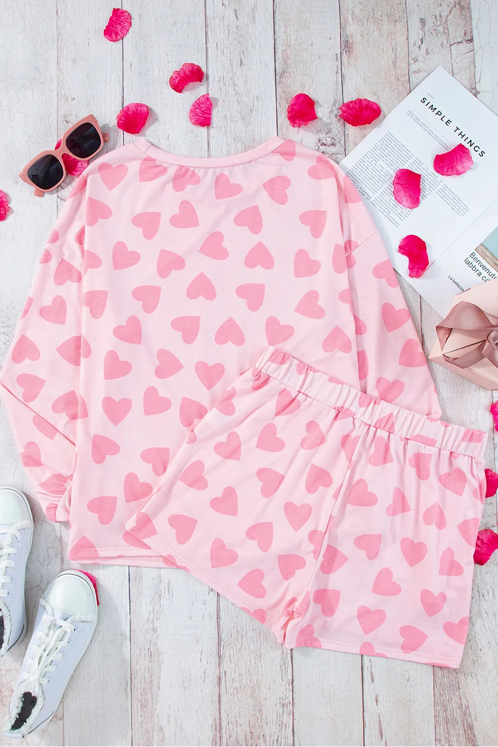 Women's Two Piece Heart Print Long Sleeve Pyjama Set