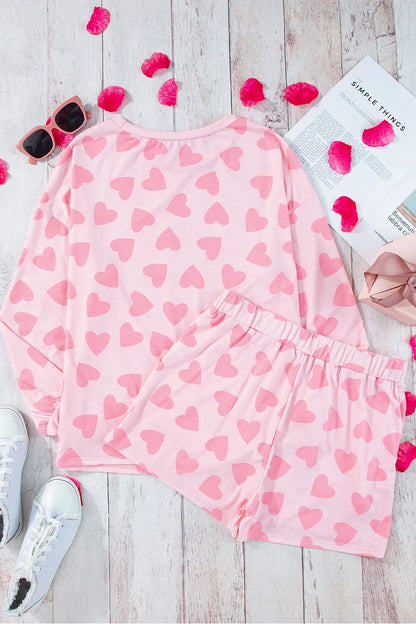 Women's Two Piece Heart Print Long Sleeve Pyjama Set