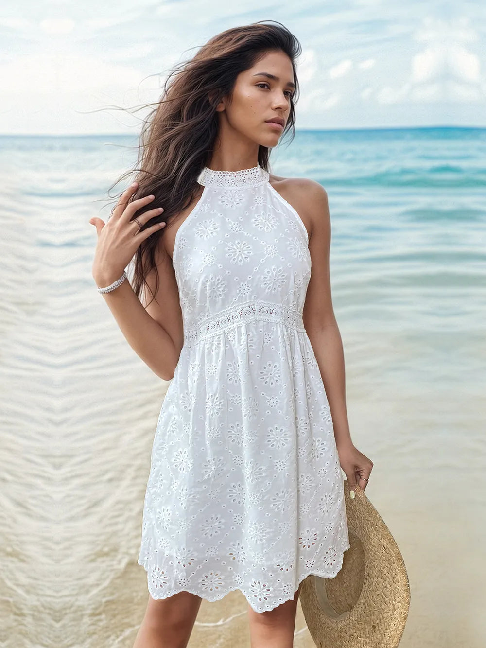 Women's Grecian Neck Mini Dress