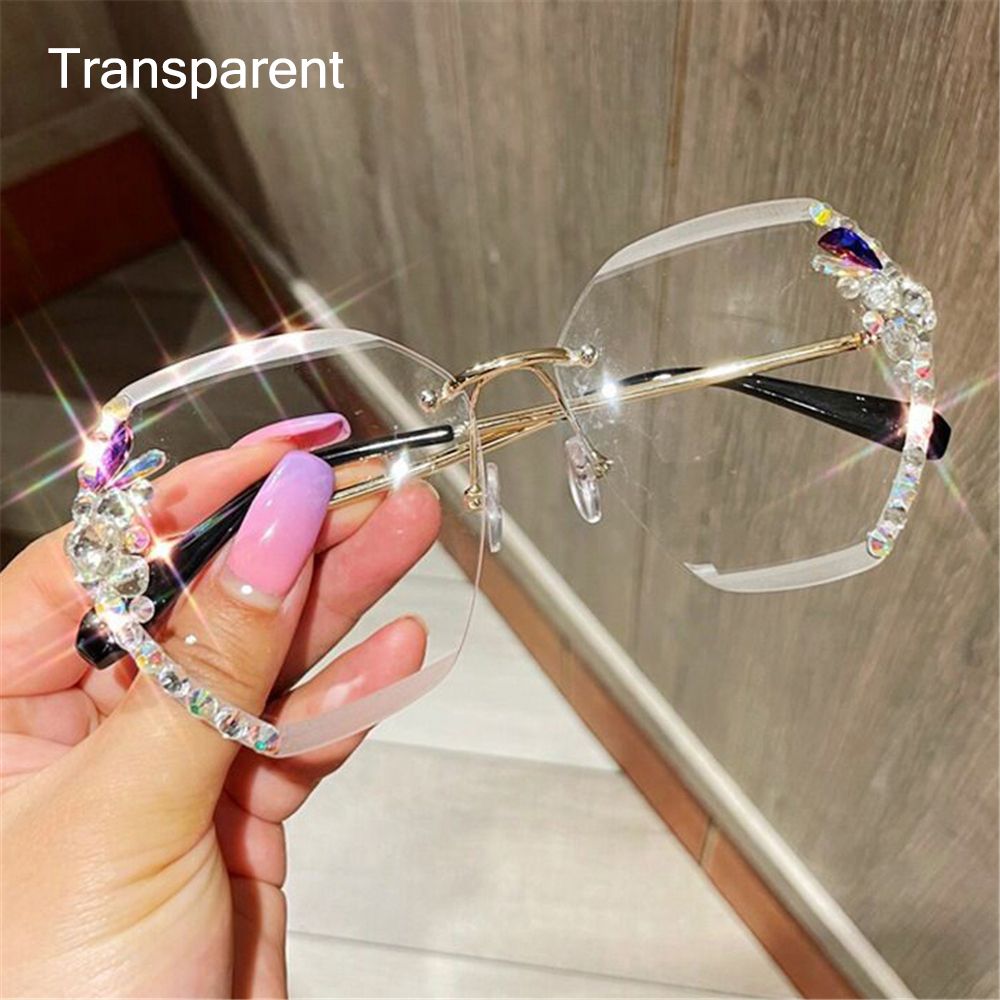 Ladies Vintage Rimless Rhinestone Sunglasses - UV400 - various colours