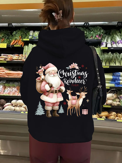 Christmas Hoodie - Santa & Reindeer Print - Various Colours
