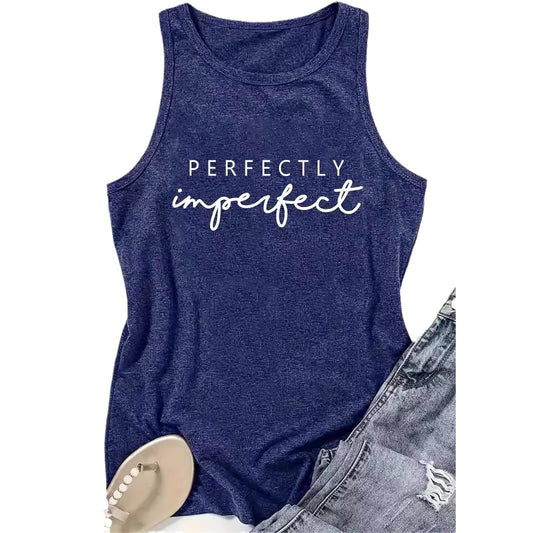 Ladies Slogan Print Vest  - Perfectly Imperfect