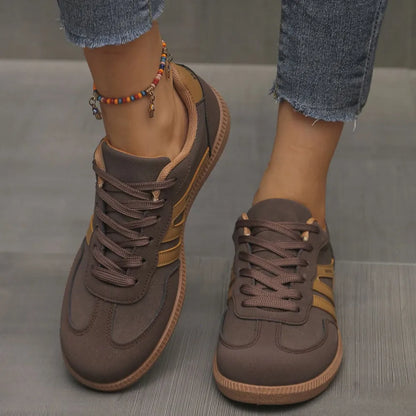 Contrast Lace Up Round Toe Trainers