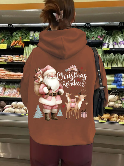 Christmas Hoodie - Santa & Reindeer Print - Various Colours