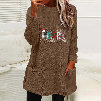 Christmas Fleece Jumper with Pockets - Merry Christmas - Various Colours