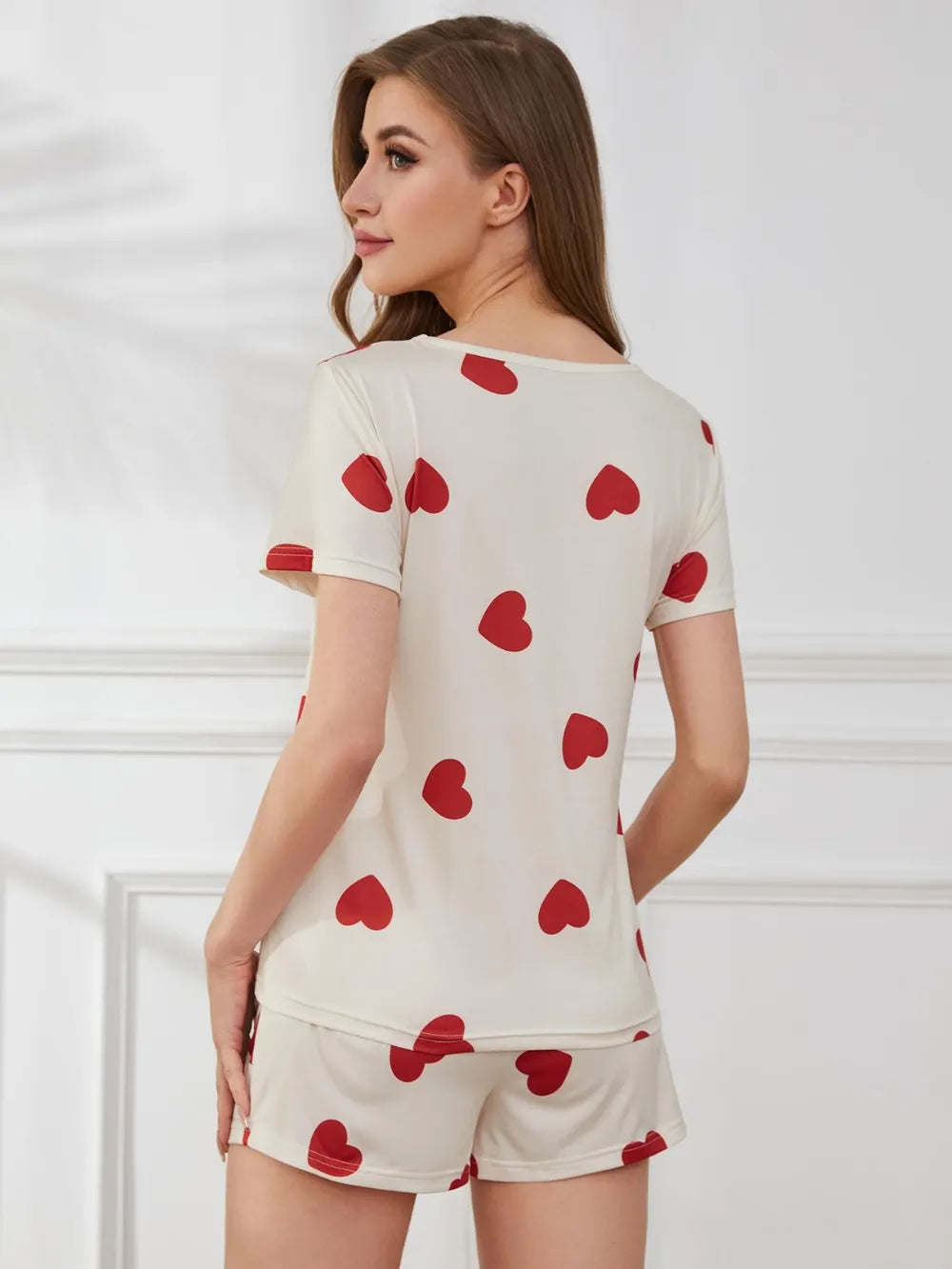 Women's Heart Print Pyjama Set