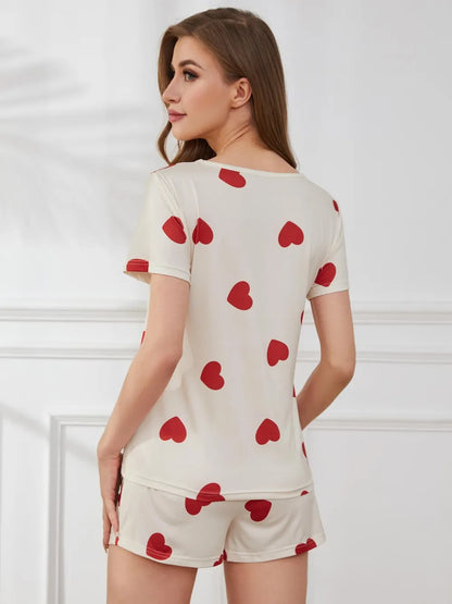 Women's Heart Print Pyjama Set