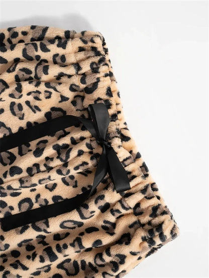 Women's Leopard Print Wide Leg Trousers