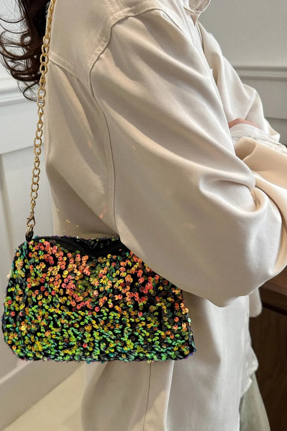 Sequin Removable Strap Shoulder Bag - various colours