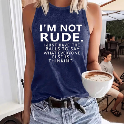 Ladies Printed Slogan Vest - Not Rude