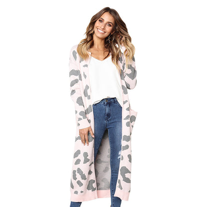 Women's Long Length Leopard Print Cardigan