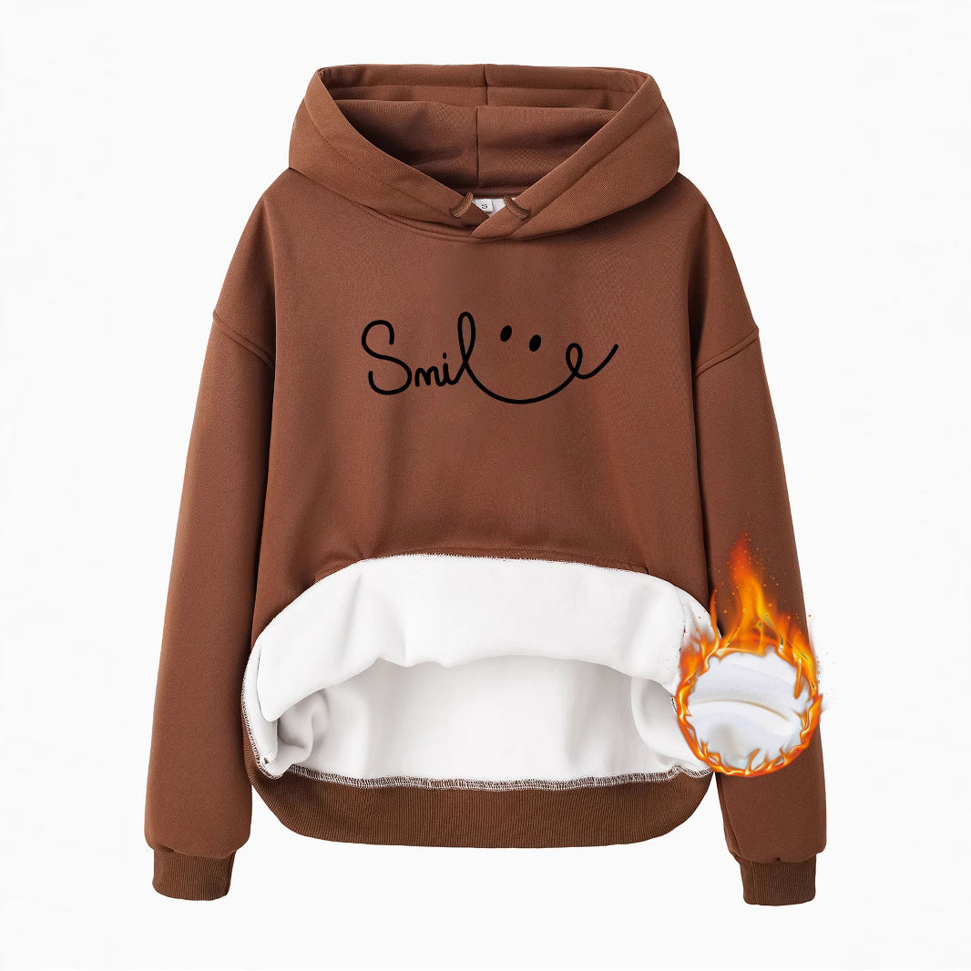 Fleece Lined Hoodie - Smile