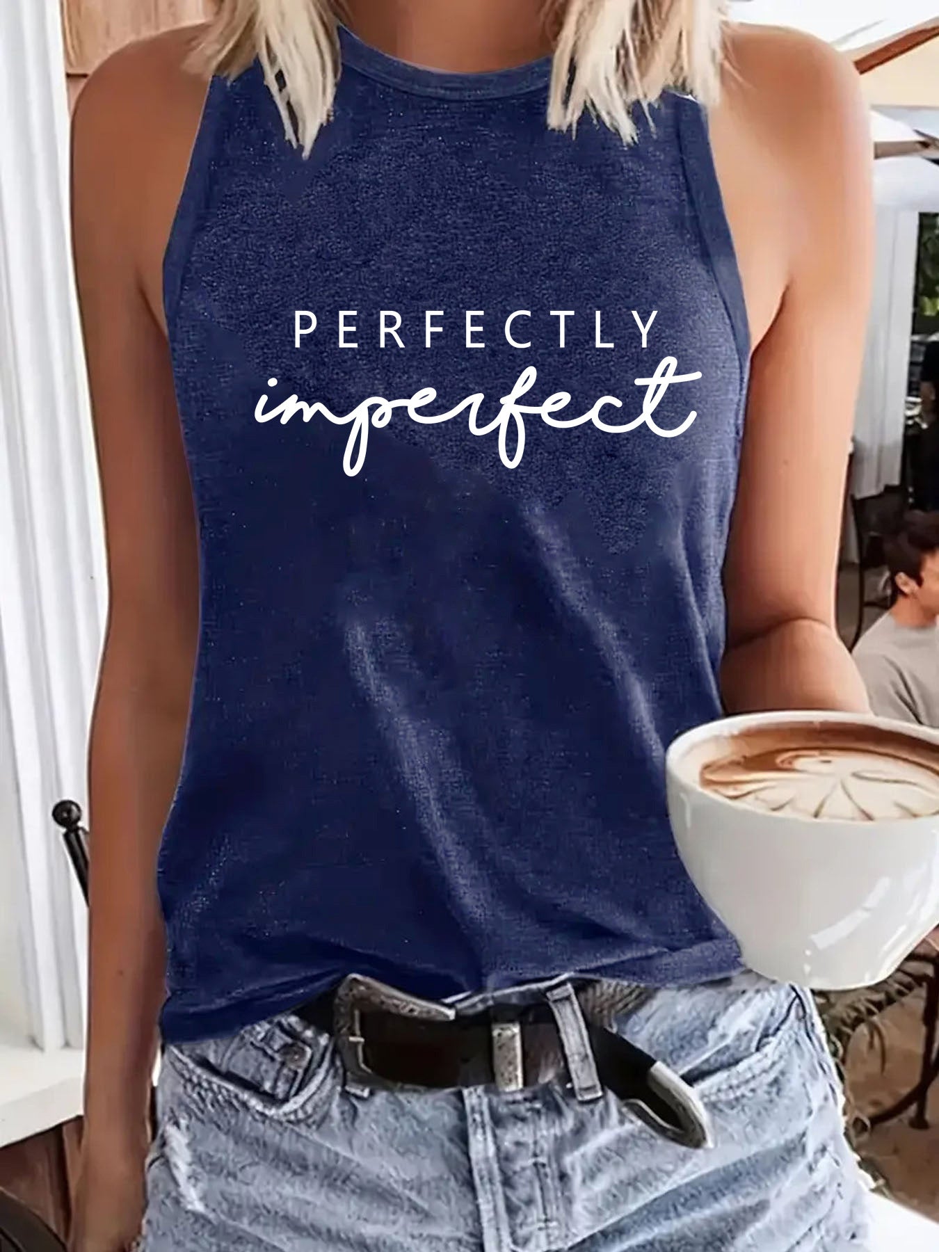 Ladies Slogan Print Vest  - Perfectly Imperfect