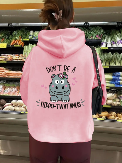 Women's Slogan Hoodie - Hippo****mas