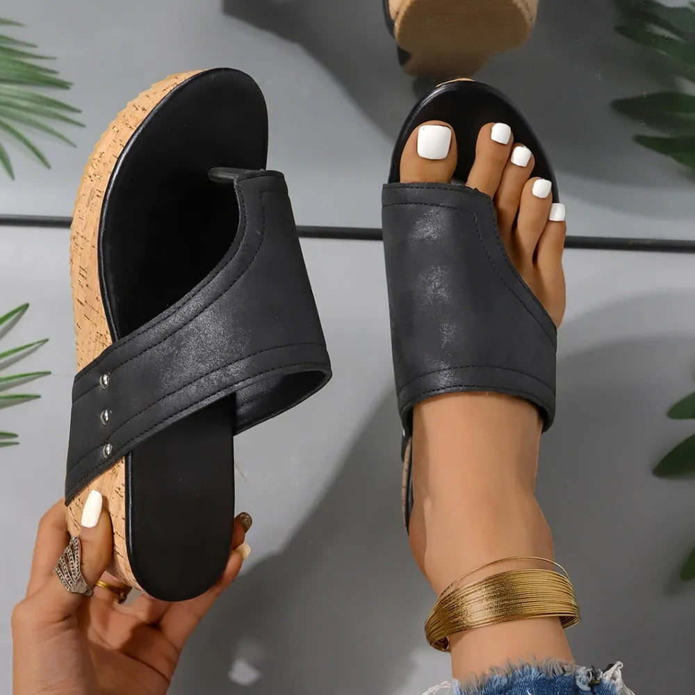 Women's PU Leather Wedge Sandal