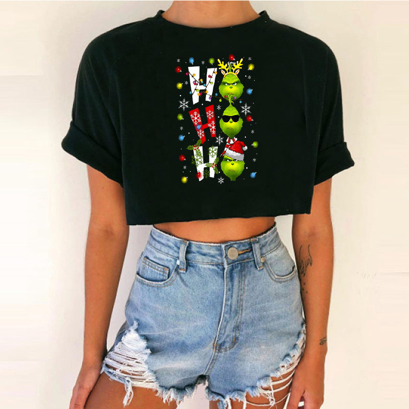 Women's Cropped Christmas T-Shirt - Various Styles