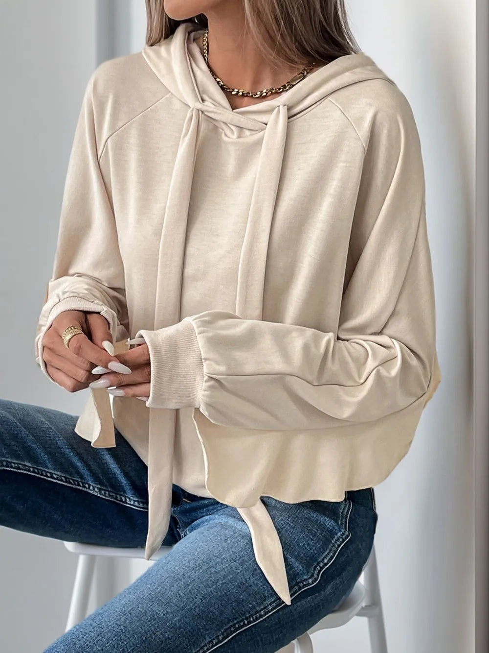 Women's Hoodie - Ruffled Sleeve