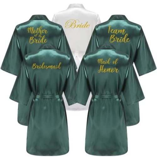 Green Satin Robe Hen, Bride, Hen Party, Sister, Squad, Mother, Bridesmaid