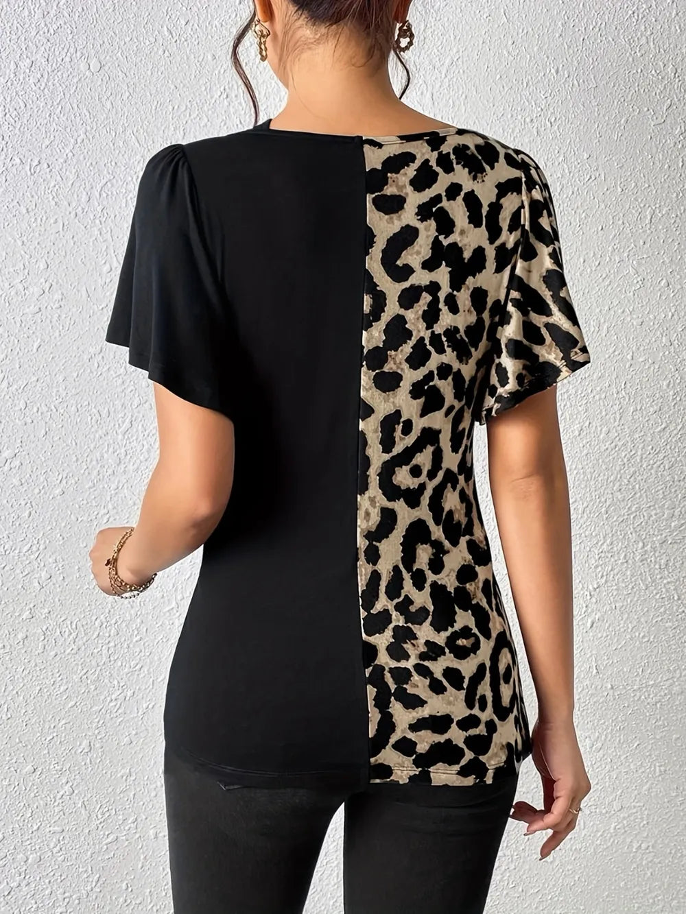 Women's Leopard Print Asymmetrical Top - Various Colours