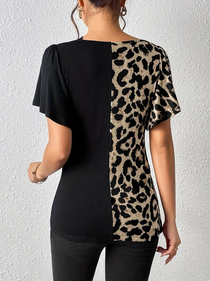Women's Leopard Print Asymmetrical Top - Various Colours