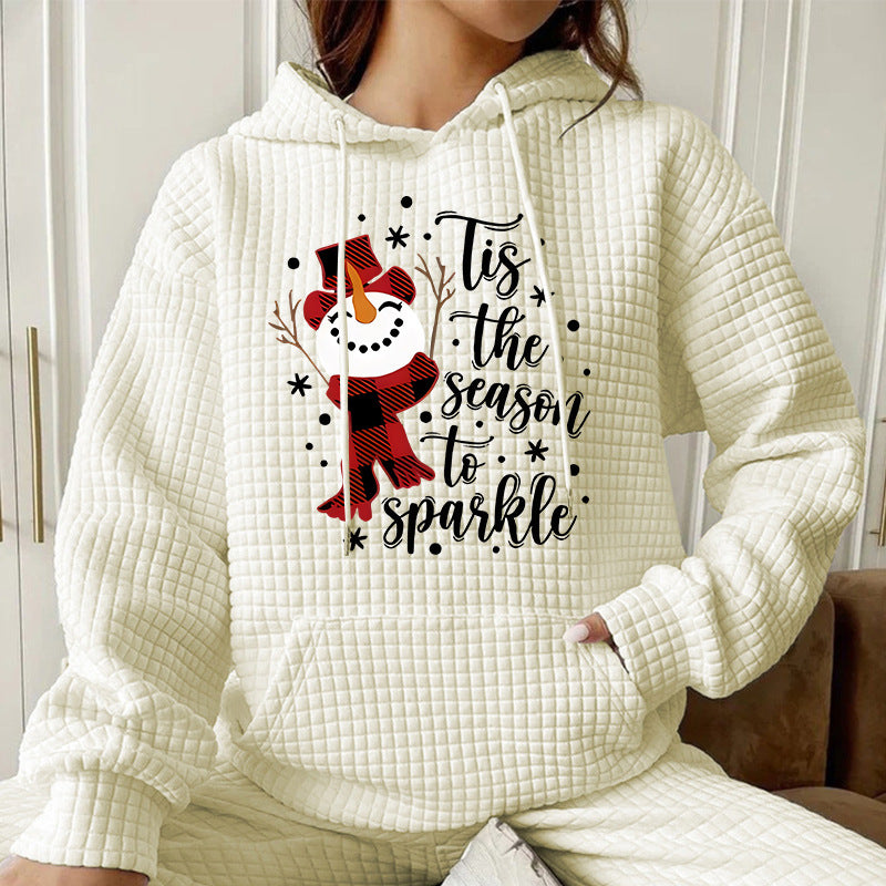 Christmas Hoodie - Waffle - Tis The Season - Various Colours