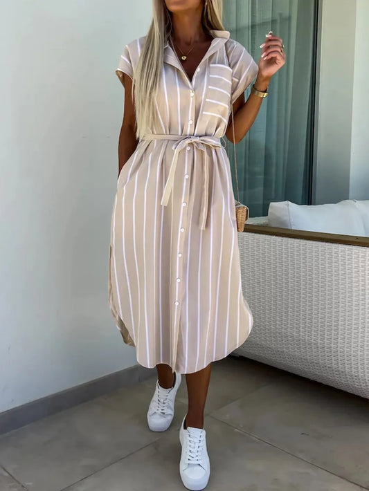Women's Tie Waist Short Sleeve Dress