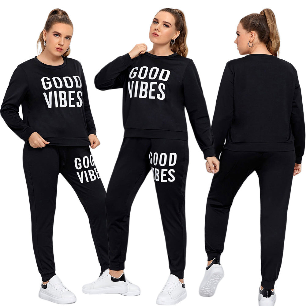 Women's Lounge Wear Set - Good Vibes - Plus Size Up To 4XL