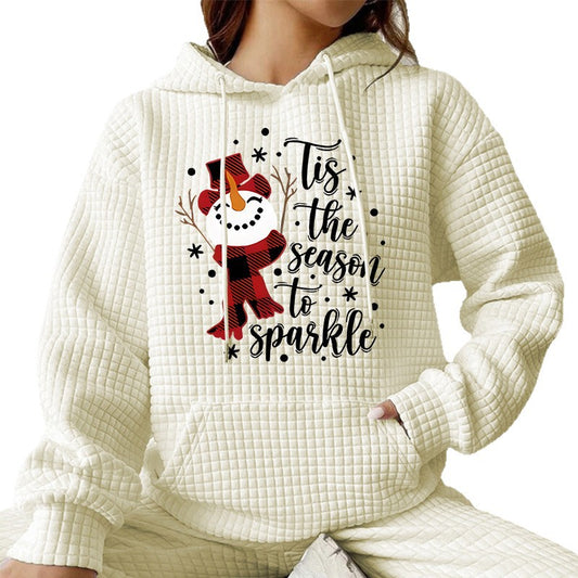 Christmas Hoodie - Waffle - Tis The Season - Various Colours