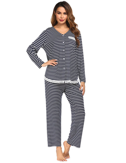 Women's Pyjama Set - Lace Trim - Various Colours