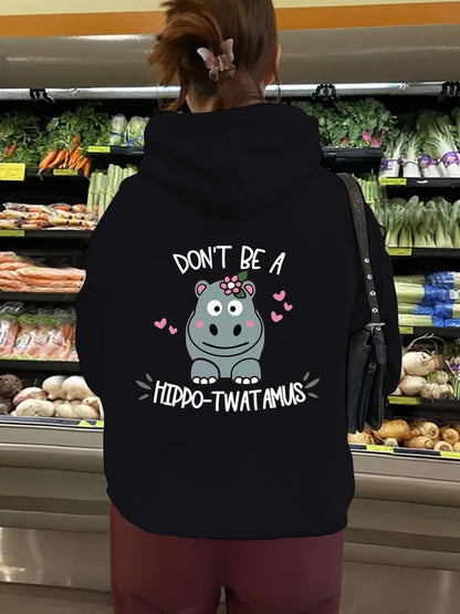 Women's Slogan Hoodie - Hippo****mas