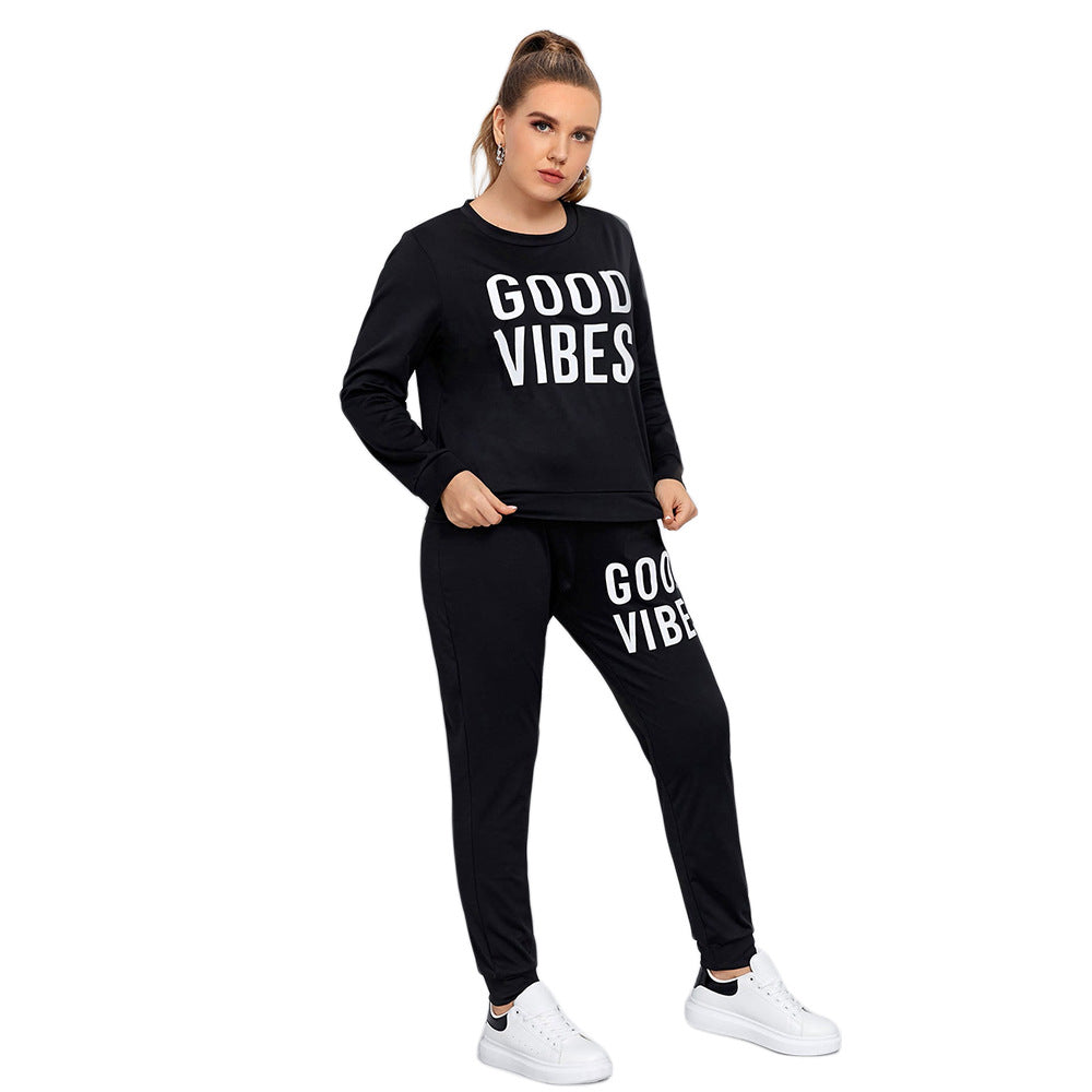 Women's Lounge Wear Set - Good Vibes - Plus Size Up To 4XL