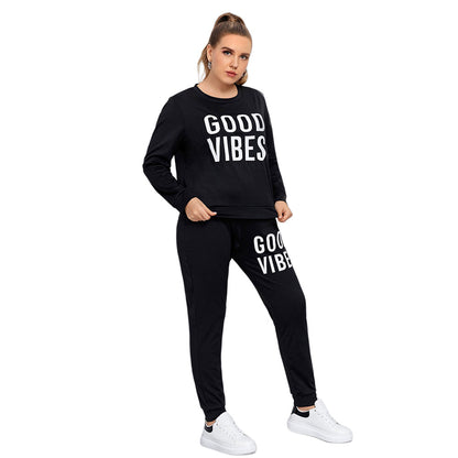 Women's Lounge Wear Set - Good Vibes - Plus Size Up To 4XL