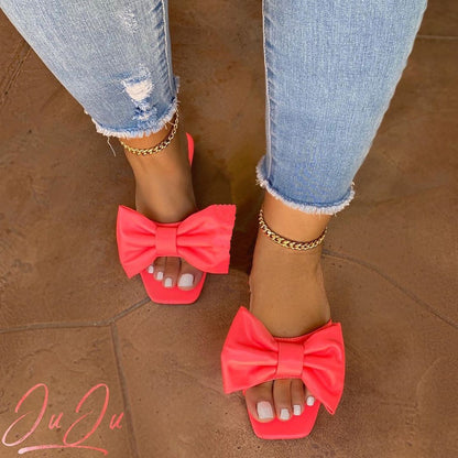 Women's Bow Knot Flat Slip On Sandal