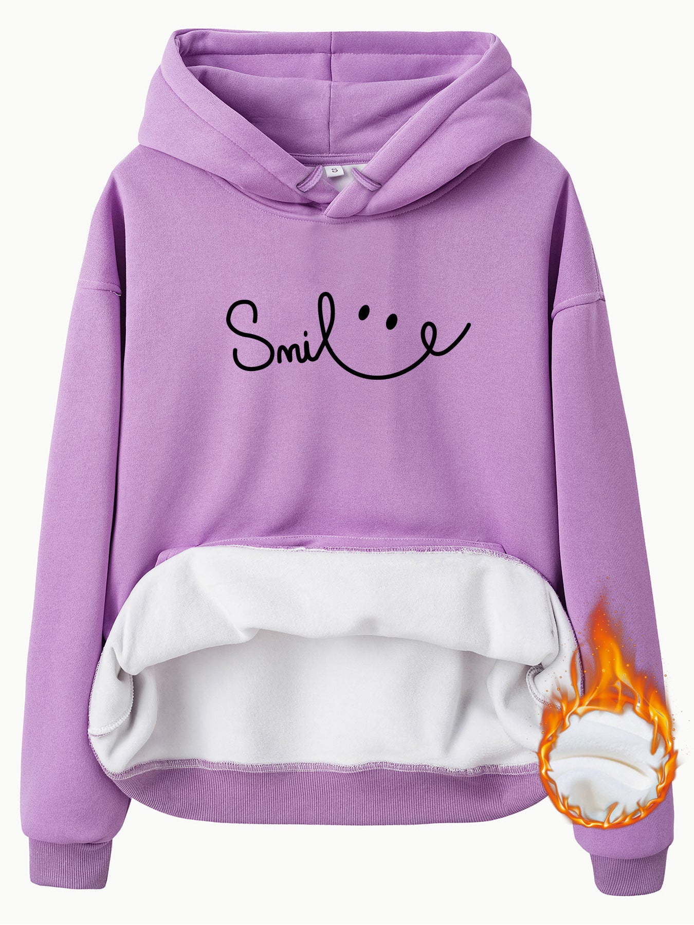 Fleece Lined Hoodie - Smile