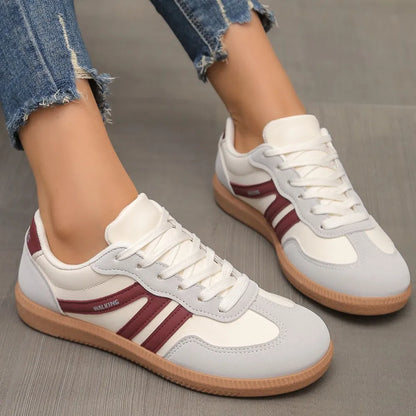 Contrast Lace Up Round Toe Trainers