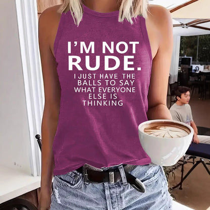 Ladies Printed Slogan Vest - Not Rude