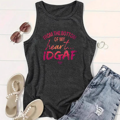 Ladies Printed Slogan Vest - IDGAF