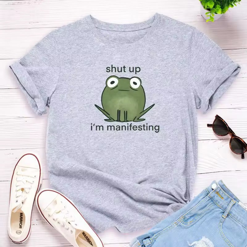 Ladies Slogan T-Shirt - Shut Up I'm Manifesting - various colours - size S - 3XL