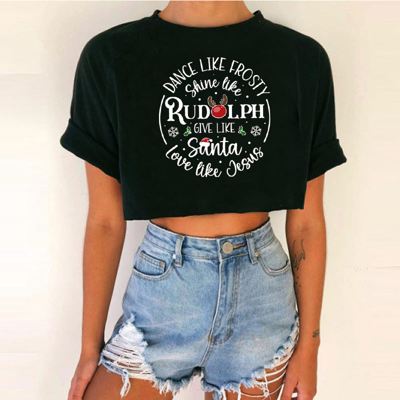 Women's Cropped Christmas T-Shirt - Various Styles