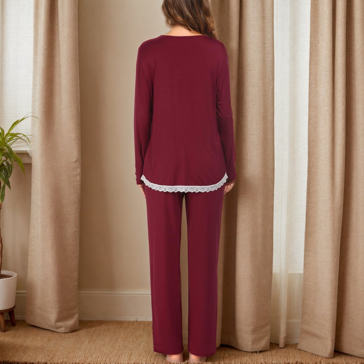 Women's Pyjama Set - Lace Trim - Various Colours